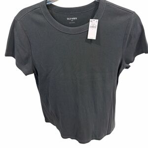Old Navy Women's Dark Charcoal Crewneck Short Sleeve Tee